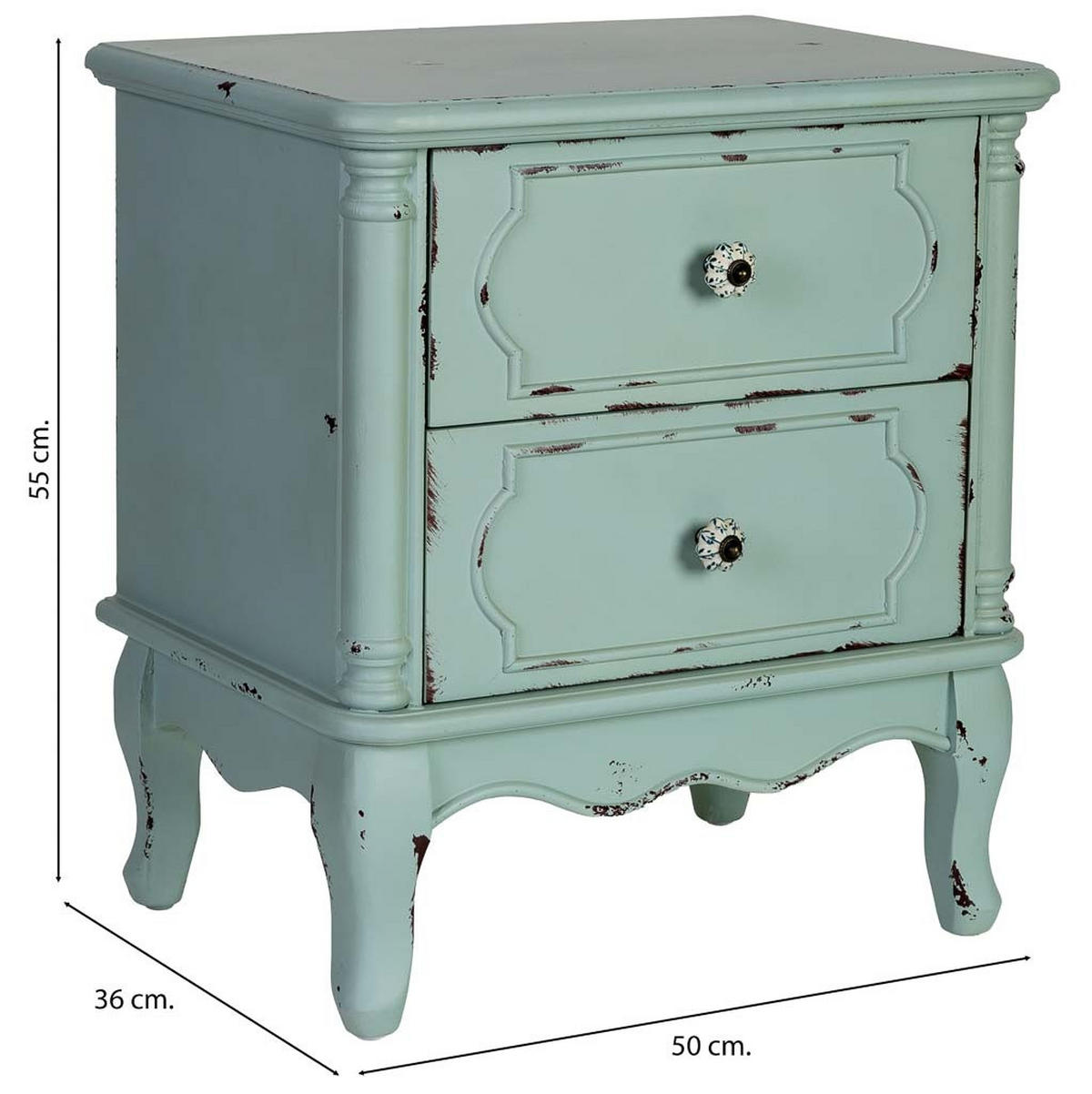 NACHTTISCH aus Holz, 50x36x55cm - Grün, Holz (50/55/36cm) - Wanderlust