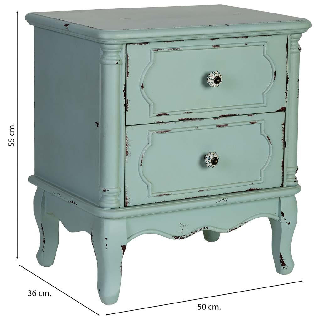 Thumbnail - Wanderlust Nachttisch, Grün, Holz, 50x55x36 cm, Schlafzimmer, Nachttische