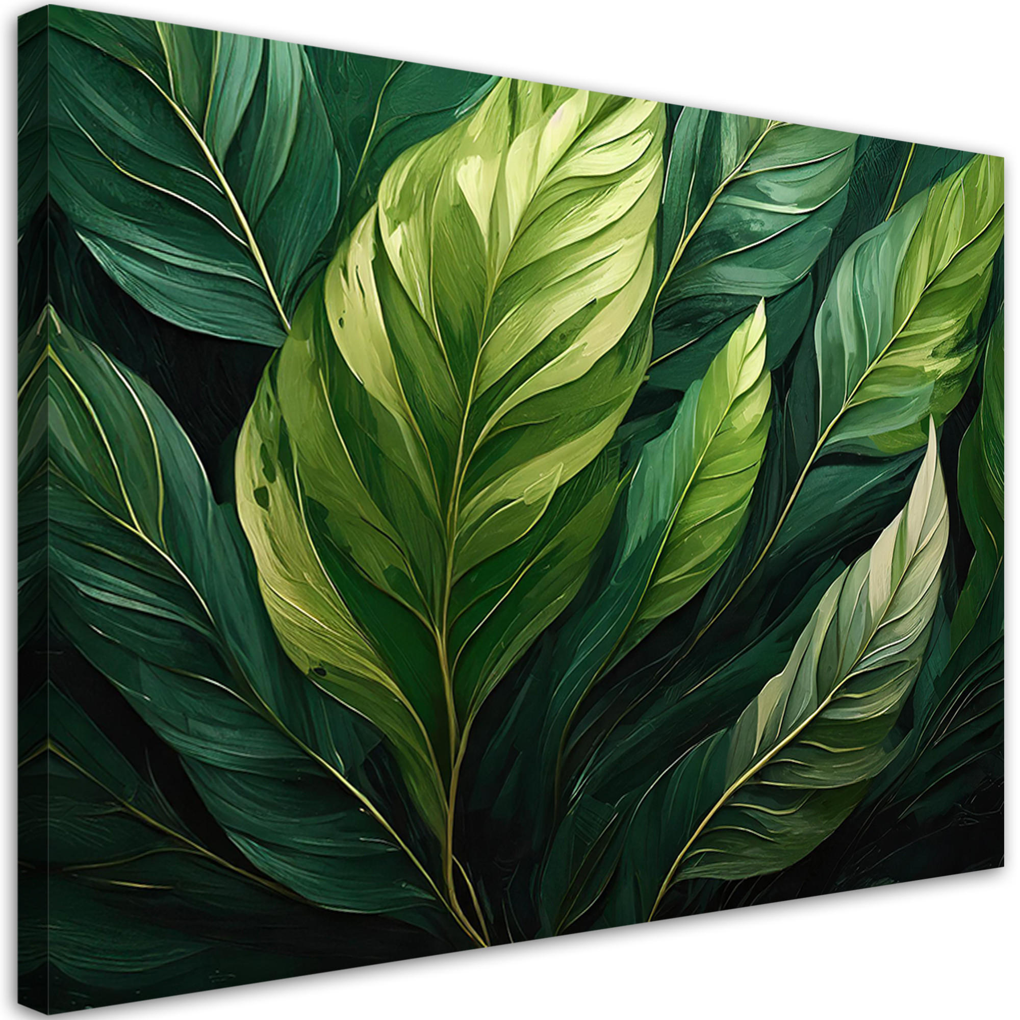 WANDBILD grüne blätter - Grün, Textil (60/40cm) - Feeby