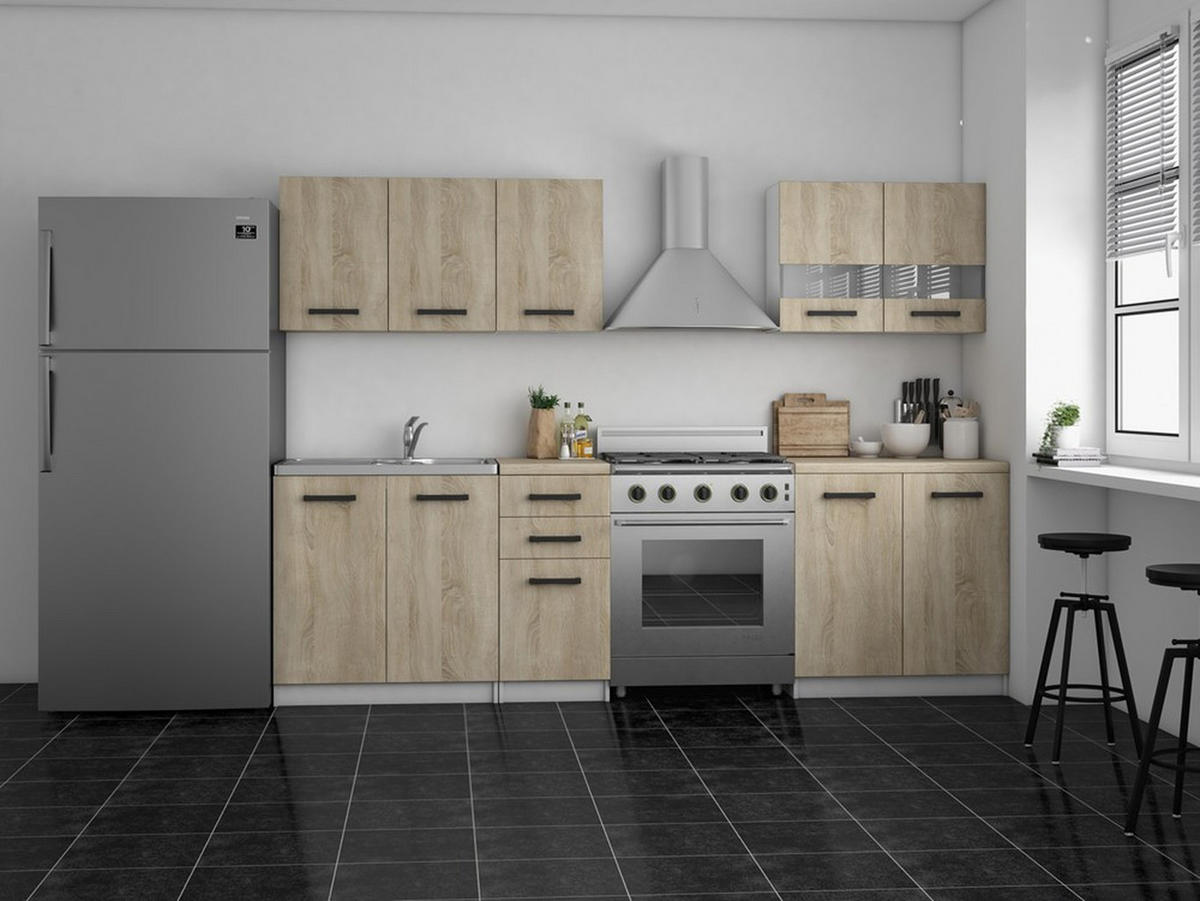 SADA KUCHYŇSKÉHO NÁBYTKU Bílá, Sonoma 200/180/60 - bílá, kompozitní dřevo (200/180/60cm) - RAUMHIRSCH FURNITURE