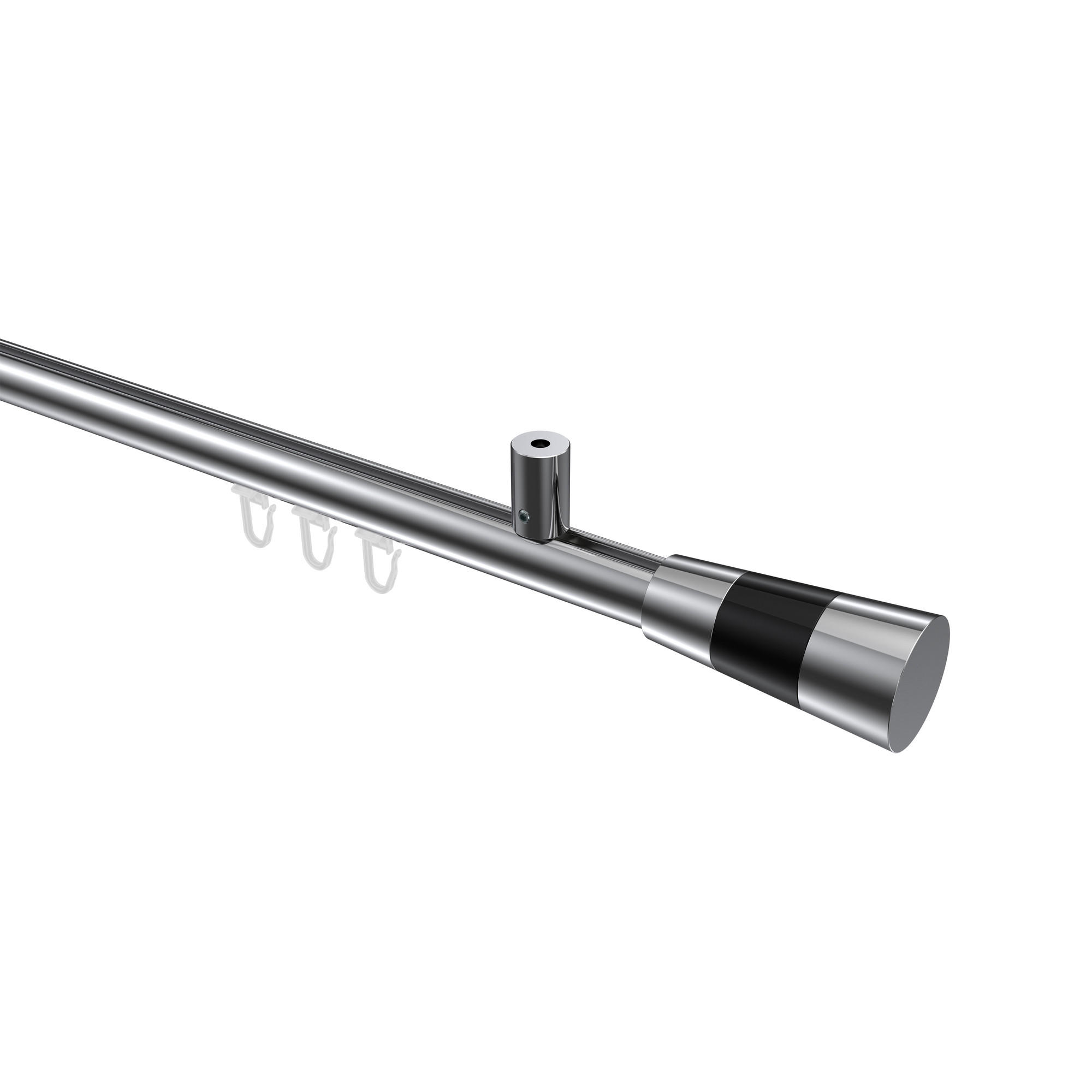 GARDINENSTANGE INNENLAUF Sonius Tanara 140 cm, 1-läufig, 20 mm Ø Chrom - Chromfarben/Schwarz, Metall (140cm) - INTERDECO