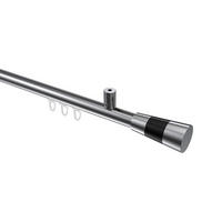 GARDINENSTANGE INNENLAUF Sonius Tanara 160 cm, 1-läufig, 20 mm Ø Chrom - Chromfarben/Schwarz, Metall (160cm) - INTERDECO