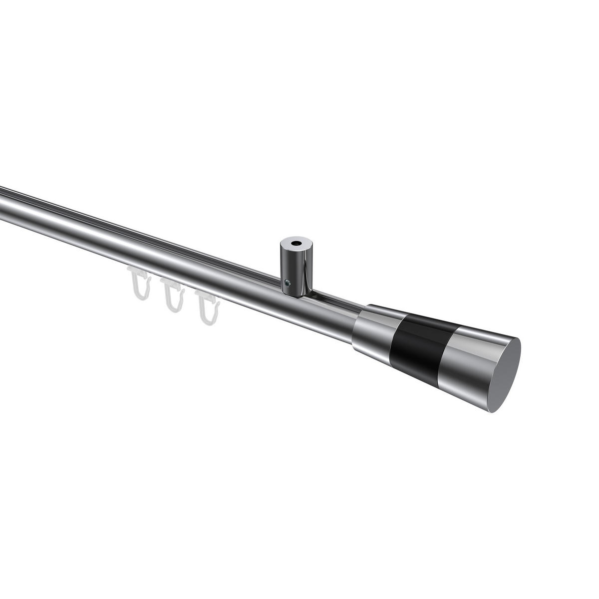 GARDINENSTANGE INNENLAUF Sonius Tanara 160 cm, 1-läufig, 20 mm Ø Chrom - Chromfarben/Schwarz, Metall (160cm) - INTERDECO