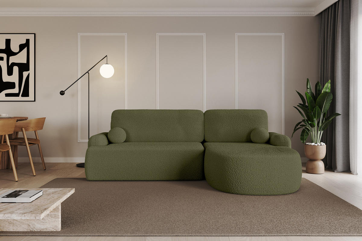 ECKSOFA mit Schlaffunktion und Bettkasten LIRA-L - 264x172x89 Grün - Grün, Holzwerkstoff/Textil (172/264cm) - ALTDECOR