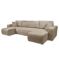 WOHNLANDSCHAFT - Graubraun/Schwarz, Kunststoff/Textil (312/82/145cm) - home24