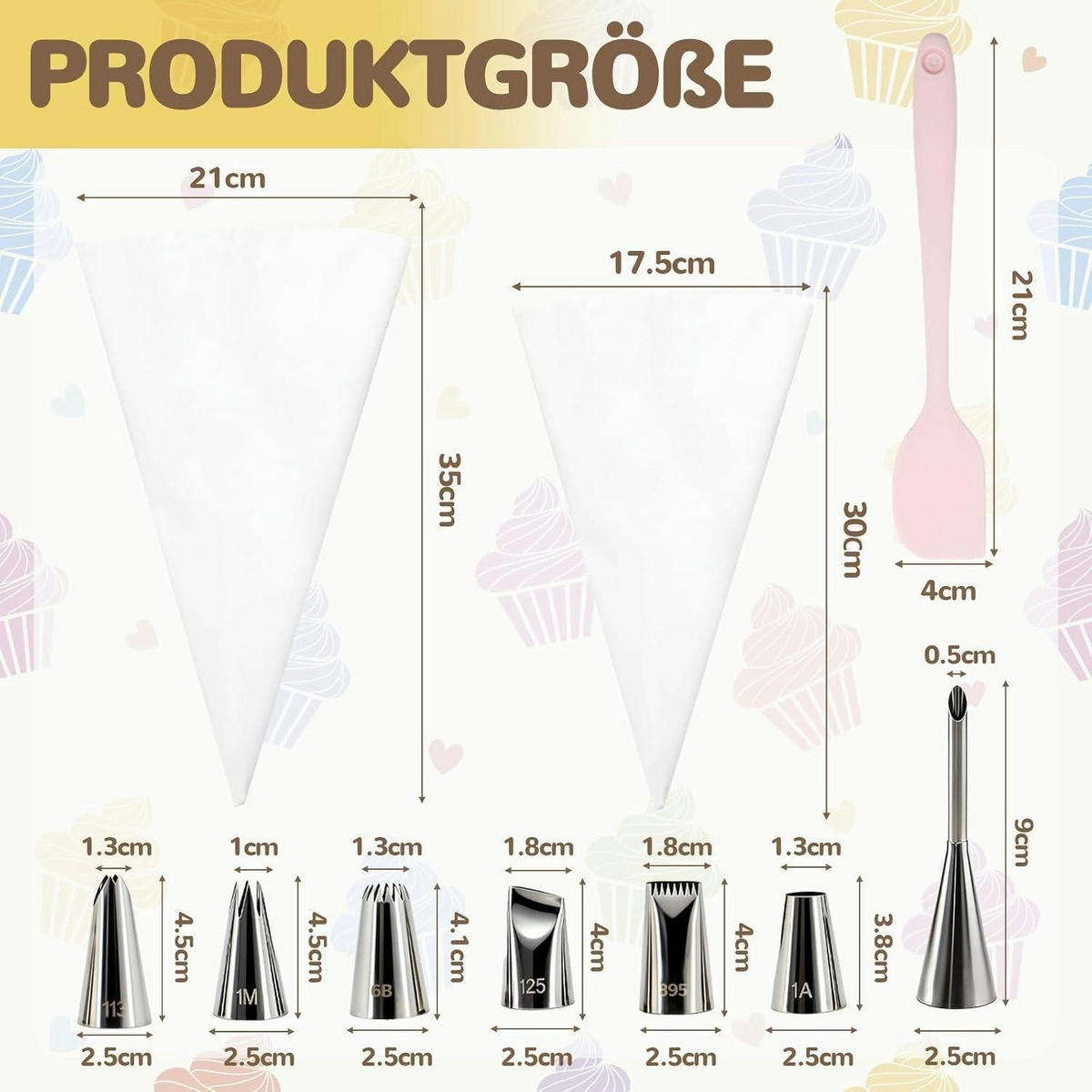 SPRITZBEUTEL Set 16-teilig mit 8 Tüllen und 2 Beuteln - Weiß, Textil (21/1/35cm)