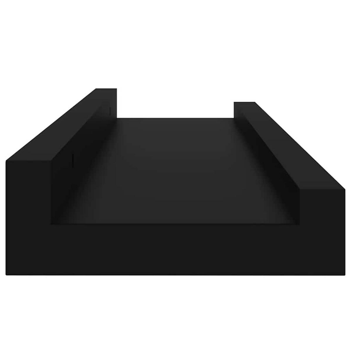 WANDREGALSET 4-teilig 40/9/3 cm aus MDF Schwarz Max. Belastbarkeit 5 KG - Schwarz, Holzwerkstoff (40/3/9cm) - vidaXL