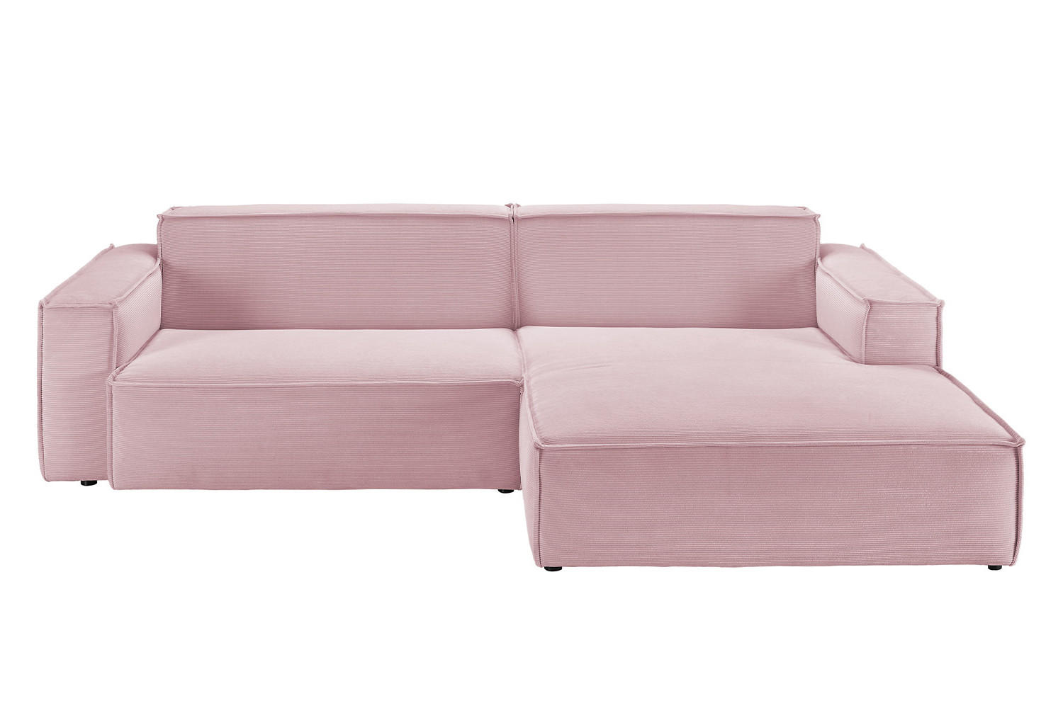 ECKSOFA SAMU Pink Cord - Pink/Schwarz, Textil (276/168cm) - KAWOLA