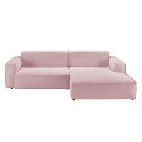 ECKSOFA SAMU Pink Cord - Pink/Schwarz, Textil (276/168cm) - KAWOLA