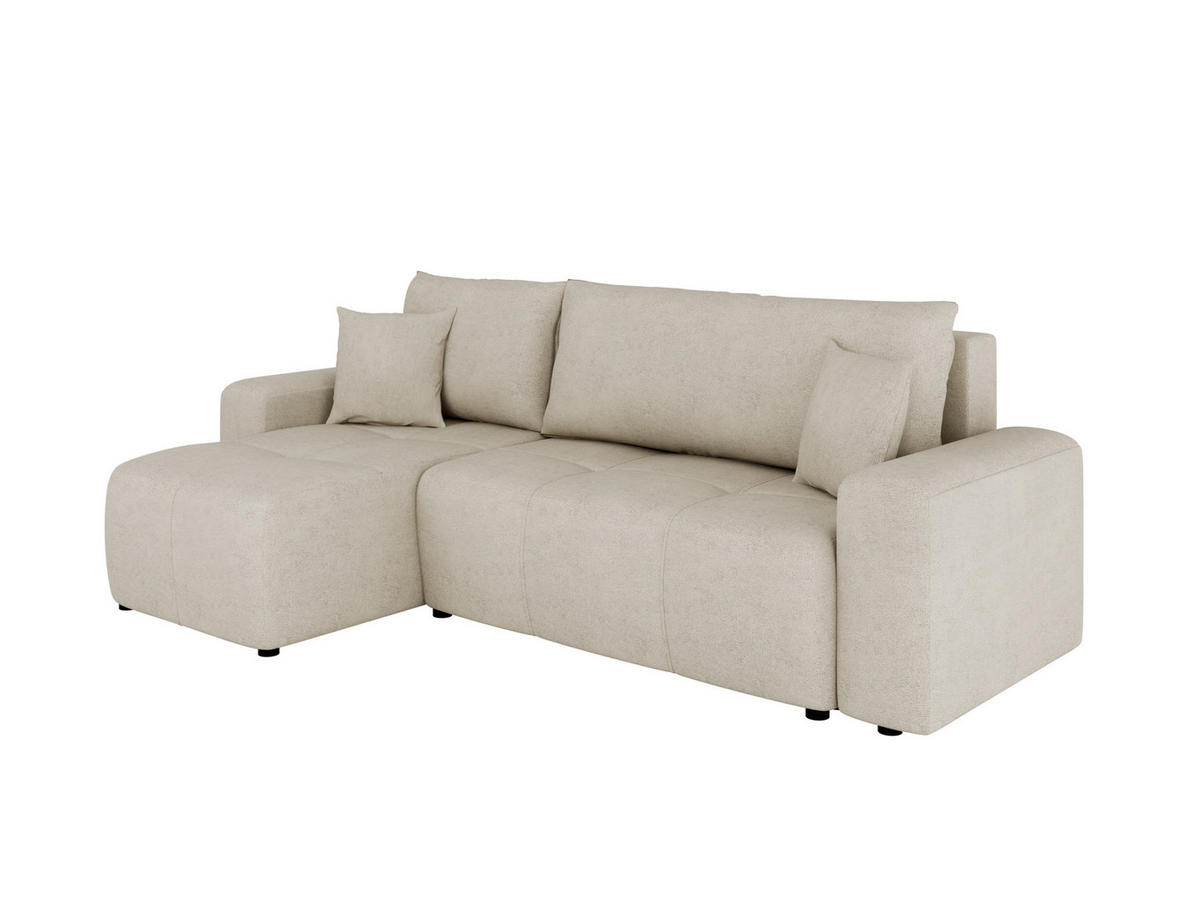 ECKSOFA Nolani mit Schlaffunktion & Bettkasten – Modern & Bequem - Creme, Kunststoff (248/145cm) - Panda Möbel