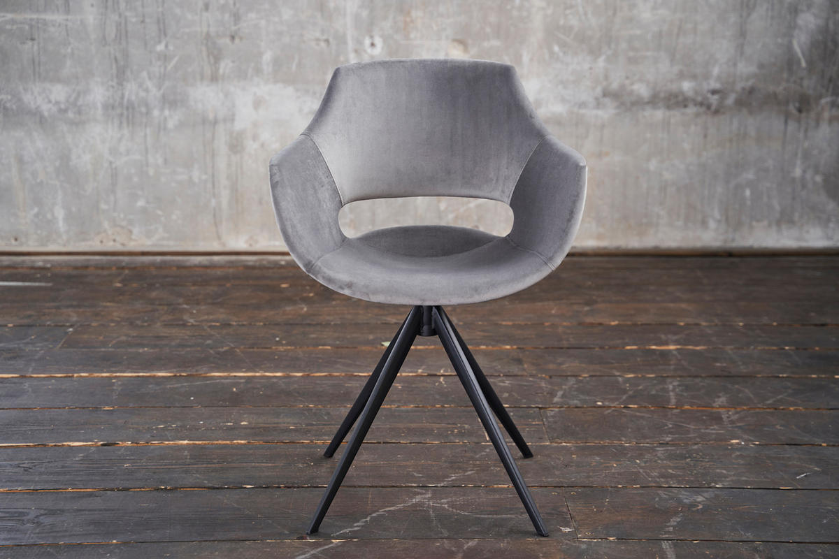 DREHSTUHL ZAJA Grau Velvet - Grau, Textil (57/85/59cm) - KAWOLA