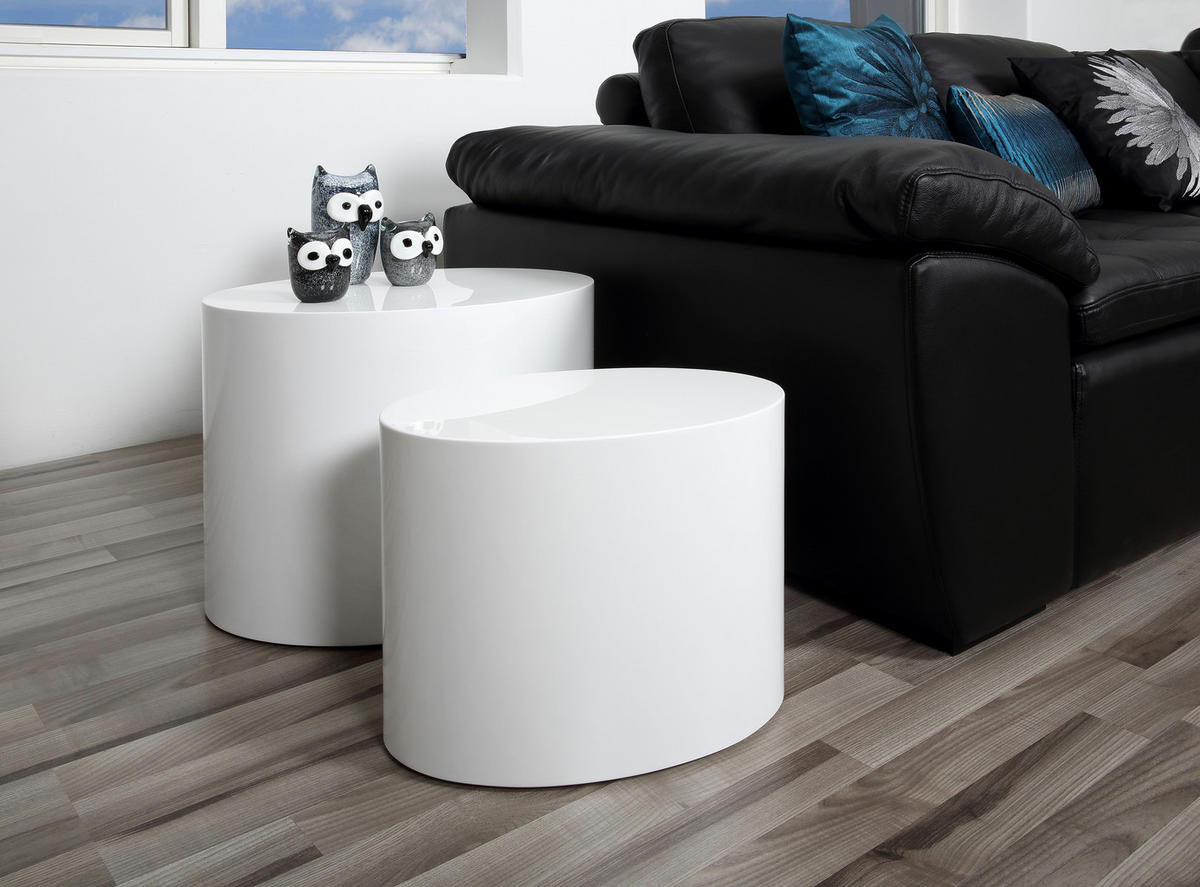 COUCHTISCH 2 Stck in weiß Hochglanz - Weiß, Holzwerkstoff (48/33/40cm) - ebuy24