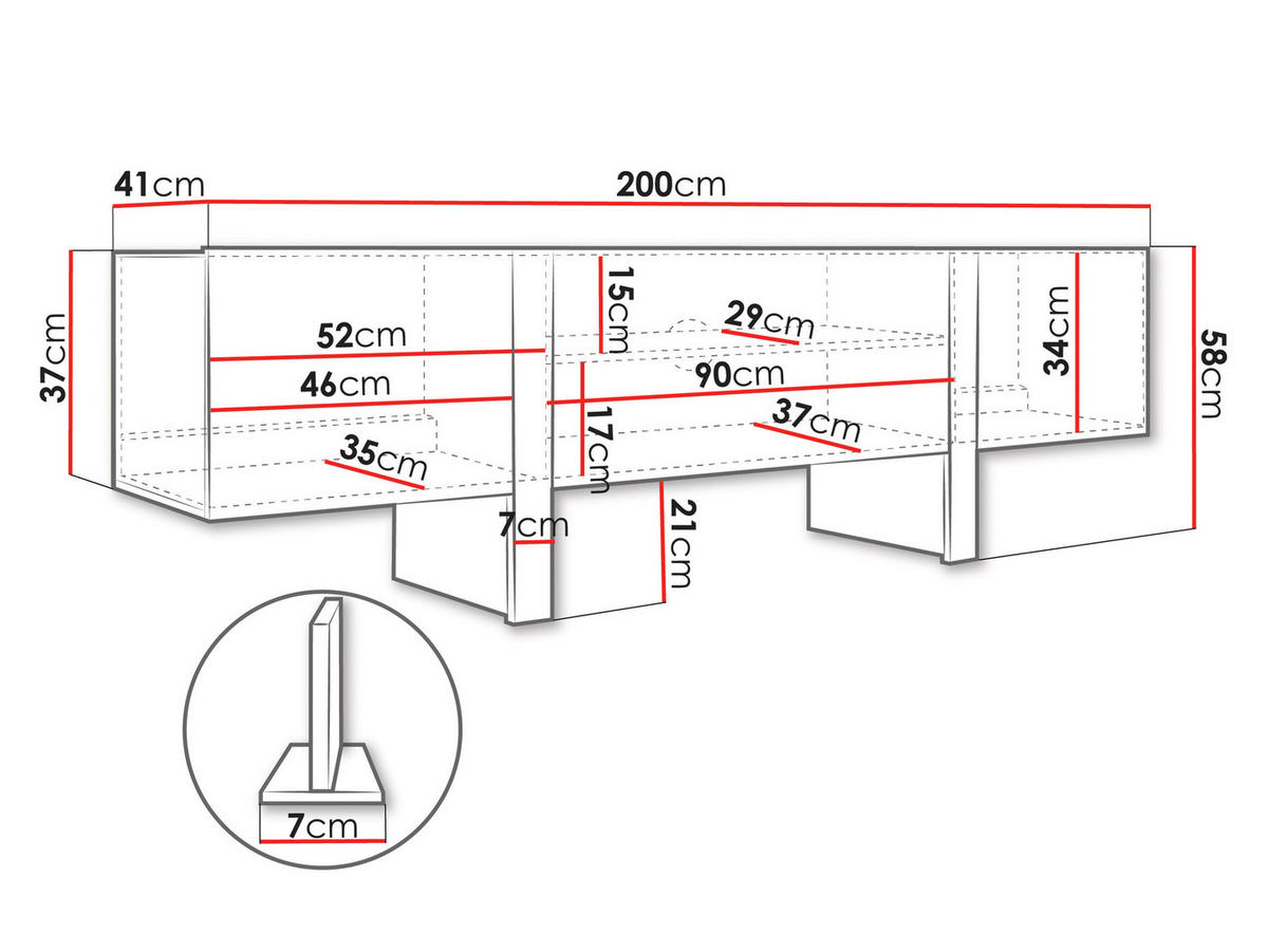 TV-LOWBOARD 200 3D Tore 01 - Kaschmir/Schwarz, Holzwerkstoff (200/58/41cm) - MIRJAN24