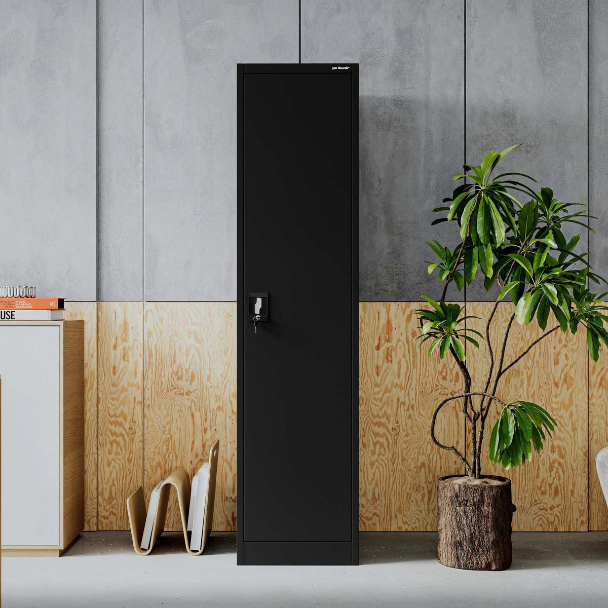 AKTENKABINETT ALEX D600 - Schwarz, Metall (45/185/60cm) - Jan Nowak