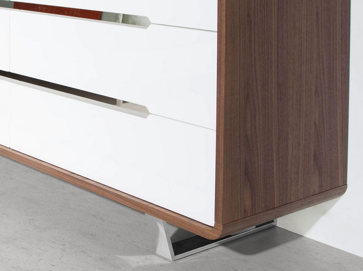 KOMMODE Kommode aus weißem Holz, Walnuss und verchromtem Stahl 140/39/70 cm - Walnussfarben/Weiß, Holz (140/70/39cm) - ANGEL CERDA