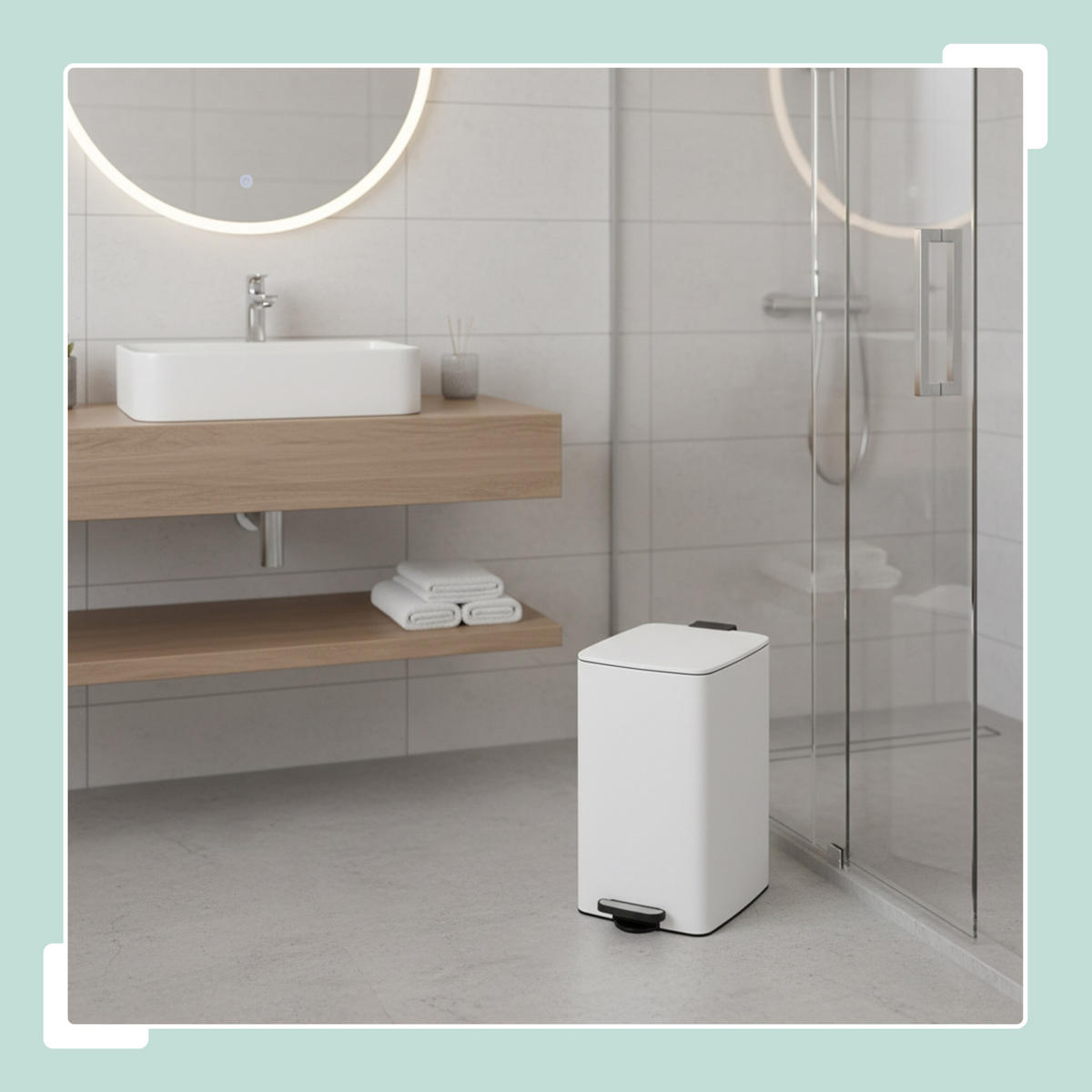 MÜLLEIMER - Weiß, Kunststoff/Metall (29/53/34cm) - Relaxdays