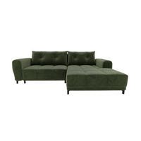 ECKSOFA Massimo Cordstoff Olivgrün inkl. Schlaffunktion Rechts - Schwarz/Olivgrün, Textil/Metall (246/177cm) - 99rooms