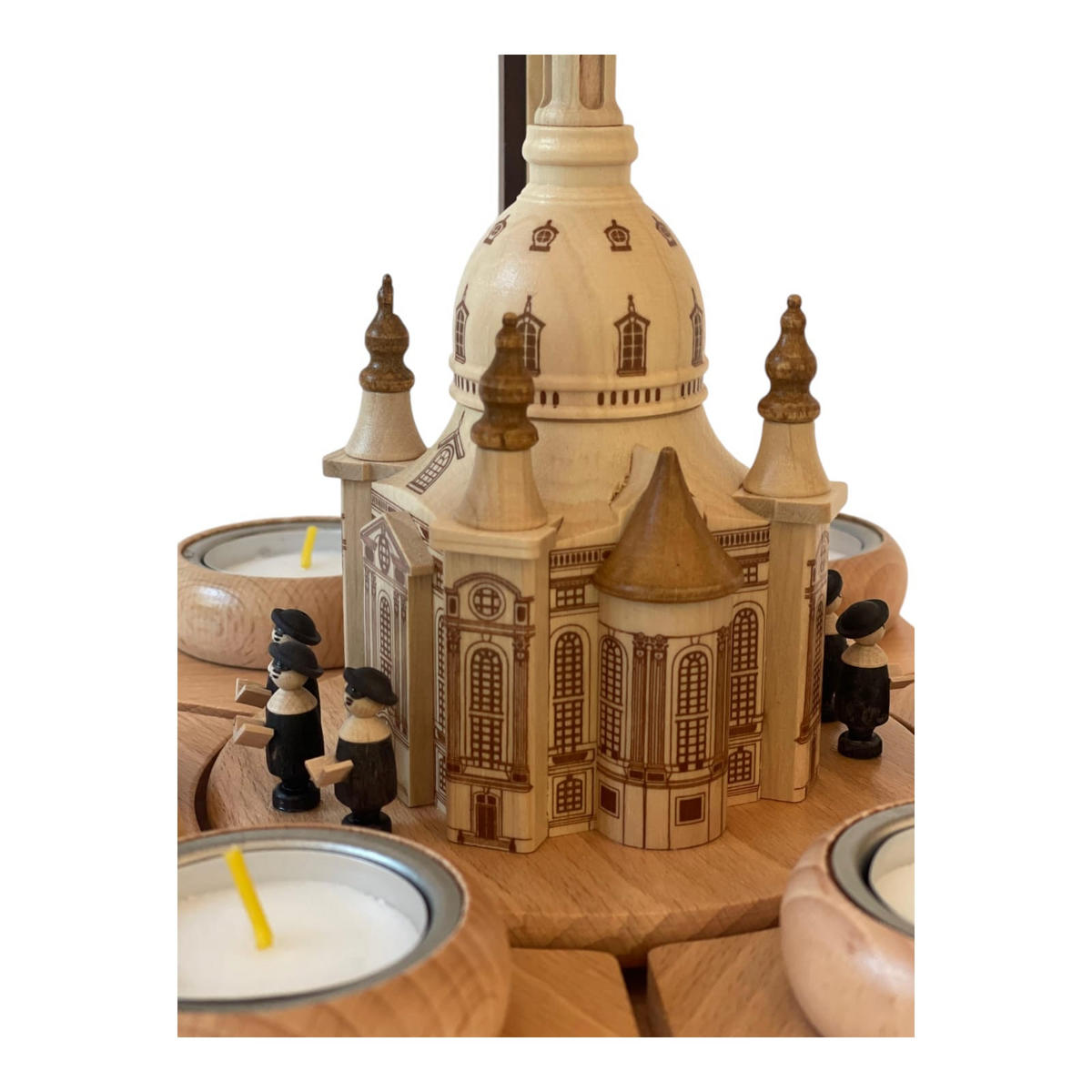 PYRAMIDE Dresdner Frauenkirche für 6 Teelichter 27/27/36 cm - Multicolor, Holz (27/36/27cm)