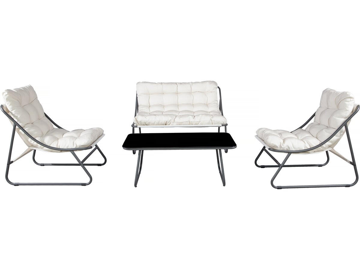 LOUNGEGARNITUR Aria 4-Sitzer Beige - Grau, Metall - Habitat Garten