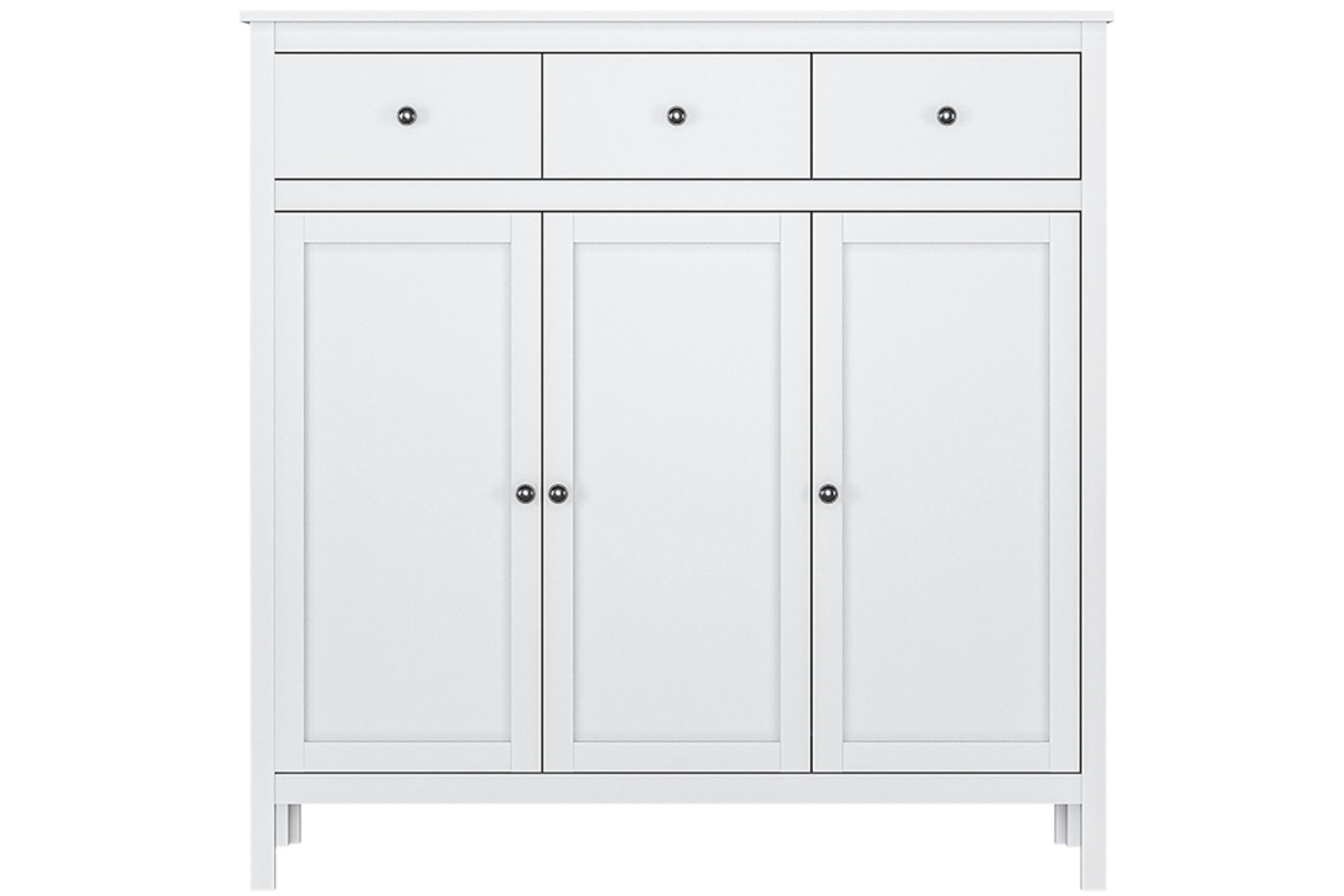 KOMMODE FARGE mit Türen und Schubladen, weiß - Weiß, Holz (133/135/37cm) - KONSIMO®