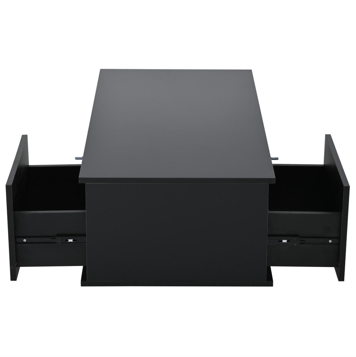 COUCHTISCH 100/50/30 cm schwarz mit 2 Schubladen und LED-Beleuchtung - Schwarz, Holzwerkstoff (100/50/30cm) - OKWISH