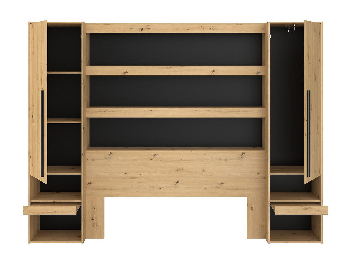 BETTRAHMEN - 2 Personen - holz - schwarz, naturfarben hell Ludaro - Schwarz/Naturfarben, Holz (140/190cm) - Vente-Unique