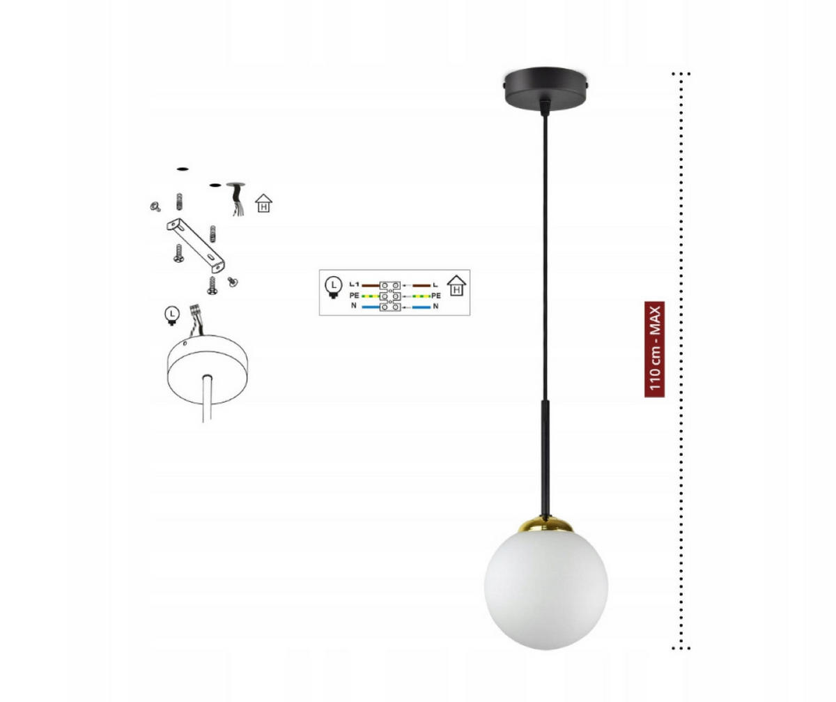 PENDELLEUCHTE Milano Glas - Goldfarben/Schwarz, Glas/Metall (14/14/110cm) - kiki design