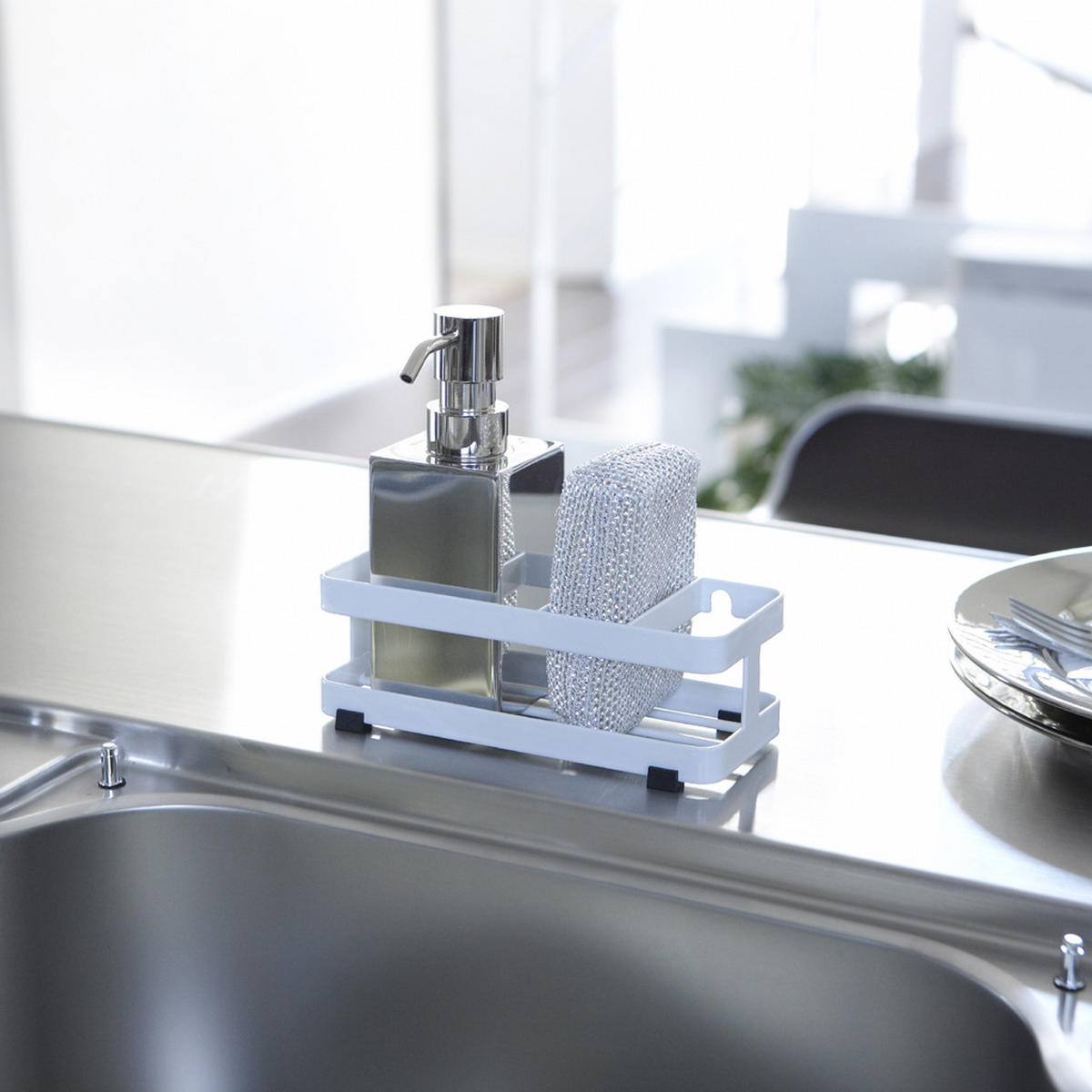 SPÜLMITTELHALTER Tower 6771 Weiß Metall 6/18/8 cm - Weiß, Metall (18/6/8cm) - Yamazaki