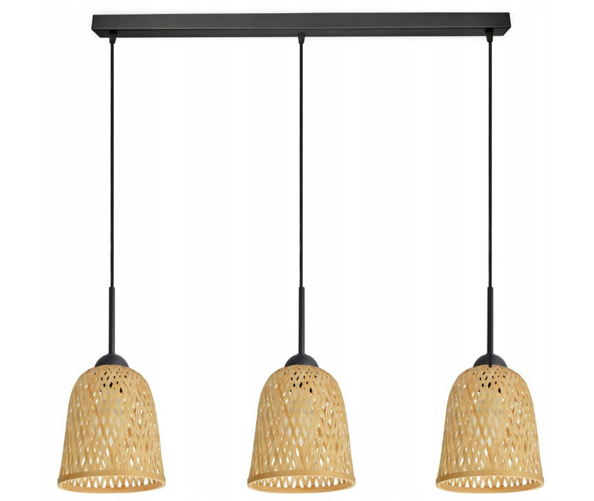 PENDELLEUCHTE BOHO - Schwarz/Weiß, Holz/Metall (17/90/100cm) - kiki design