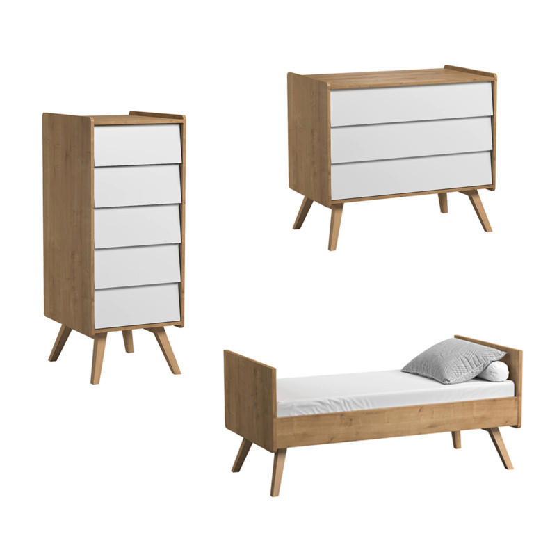 SOBA ZA BEBE 3-dijelni drvo i bijela - bijela, drvni materijal (145/103/75cm) - Petits-meubles