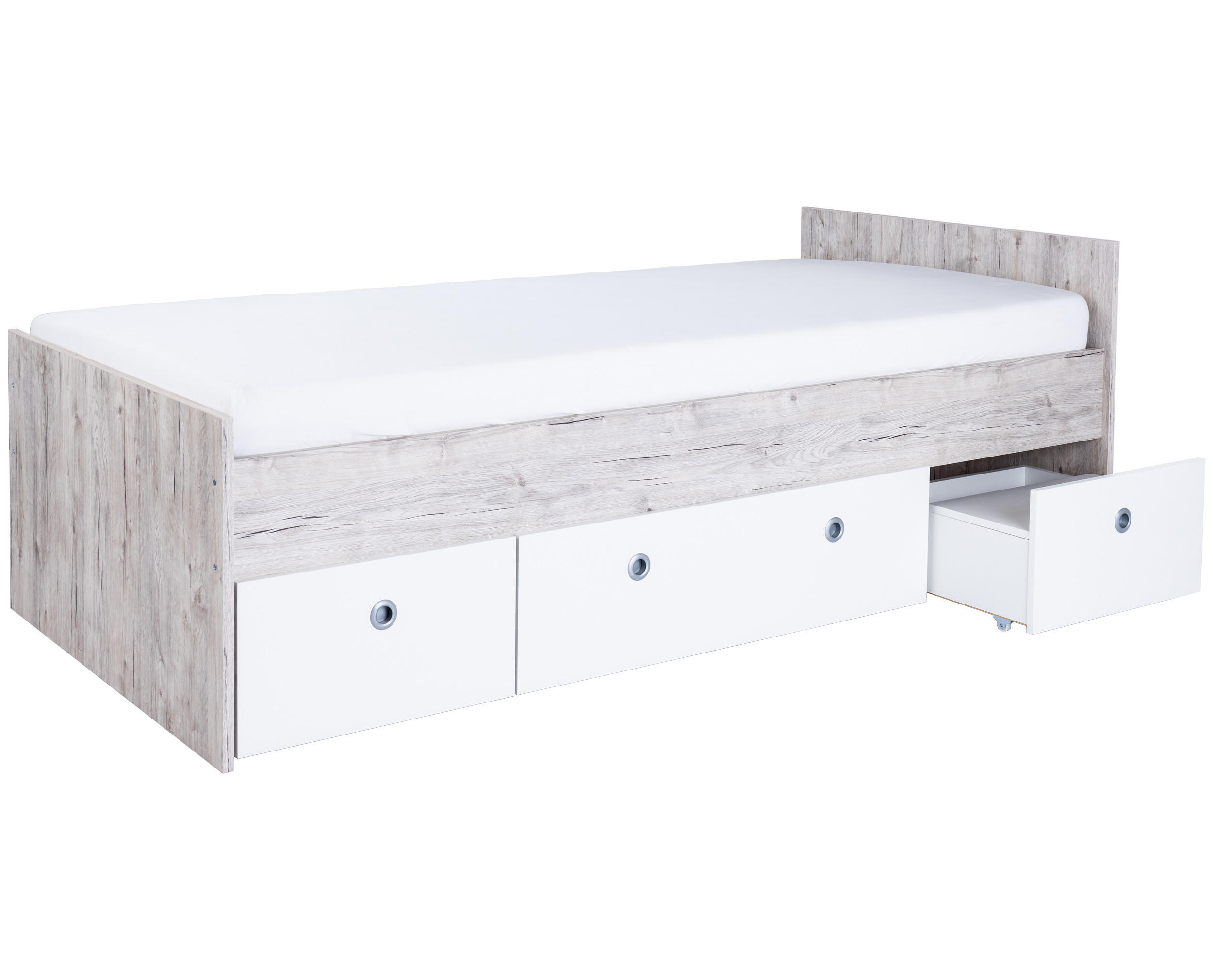 JUGENDBETT Alessio 120 x 200 cm - Eichefarben/Weiß, Holzwerkstoff (120/200cm) - arthur berndt