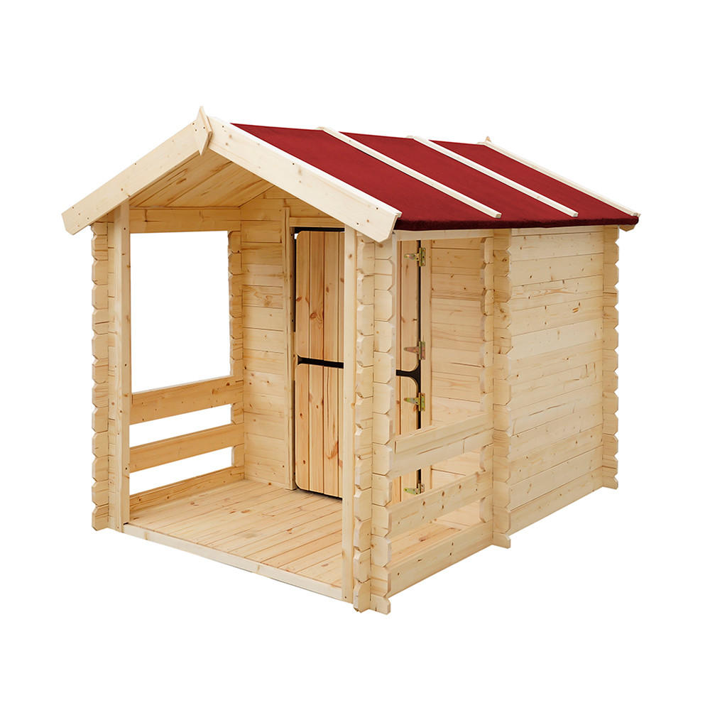 KINDERSPIELHAUS aus Holz - B146xL181xH145 cm/1,1m2 - M501 - Beige, Holz (146/145/182cm) - Timbela