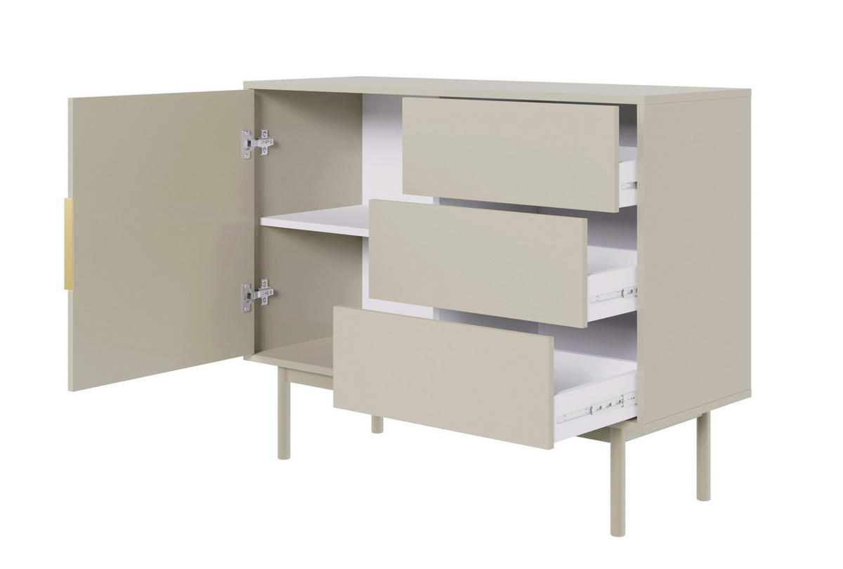 SIDEBOARD Viviaro Graubeige 104 cm - Greige/Goldfarben, Holz/Holzwerkstoff (104/82/39cm) - Selsey