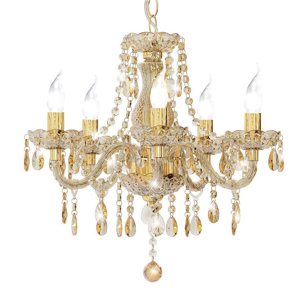 KRONLEUCHTER MARIE Goldfarben Kristalloptik - Goldfarben, Metall (48/48/150cm) - Nowa