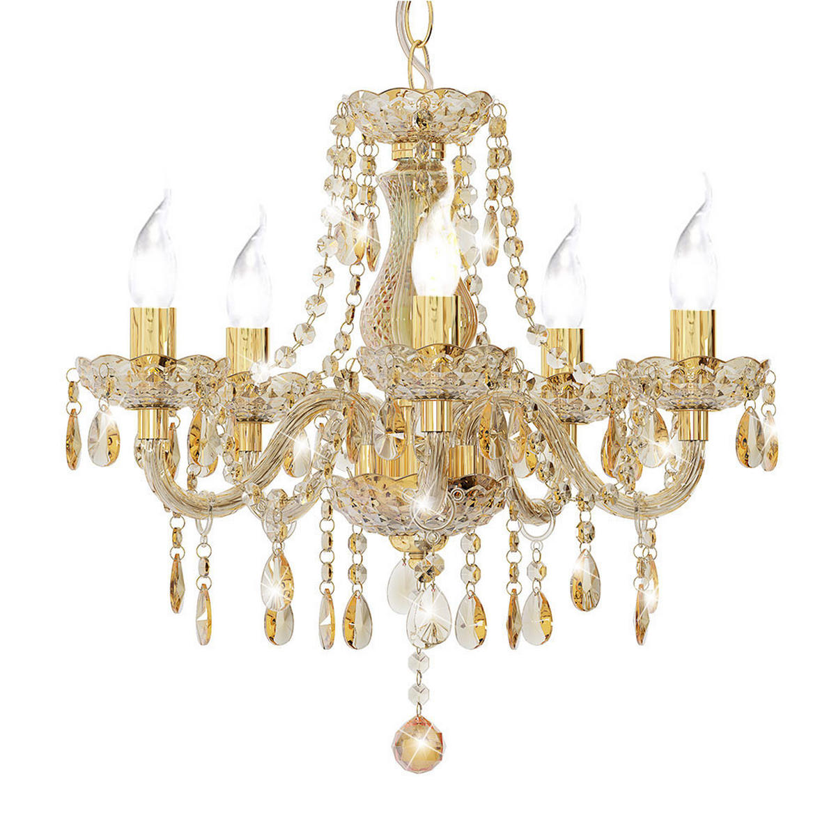 KRONLEUCHTER MARIE Goldfarben Kristalloptik - Goldfarben, Metall (48/48/150cm) - Nowa