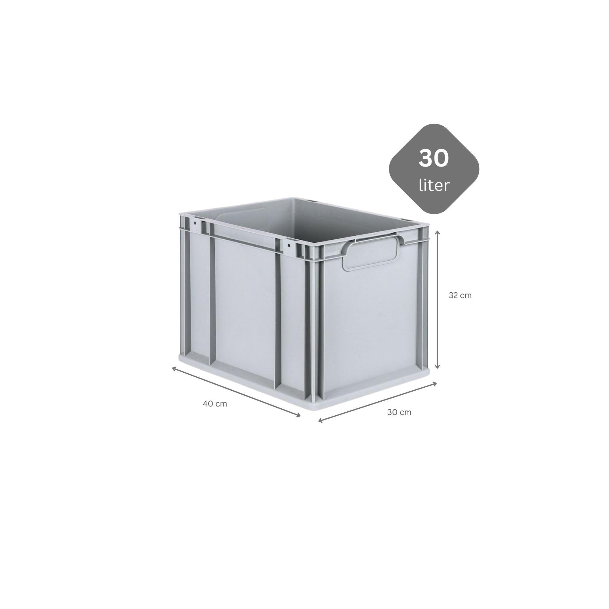 EUROBOX 4x Nextgen Economy Mit Auflagedeckel Grau/Rot Griffe Geschlossen 30 Liter - Rot, Kunststoff (30/32/40cm) - PROREGAL
