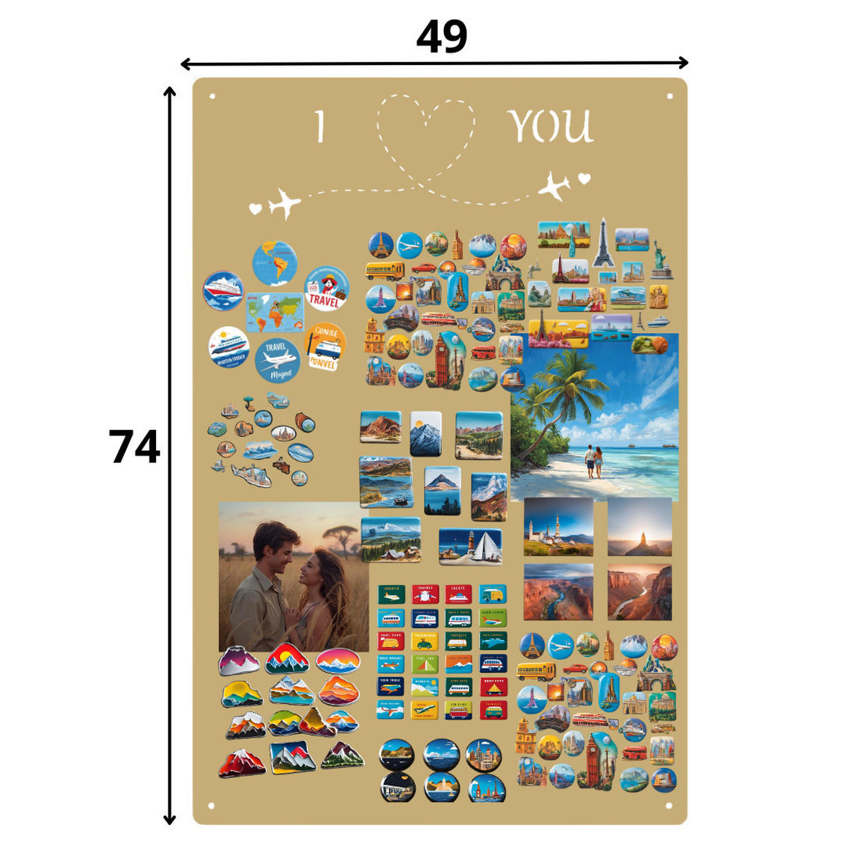 MAGNETTAFEL für Erinnerungen Flugzeug Goldfarben 74x49 cm - Goldfarben, Metall (49/74/0.7cm) - ANWICAR