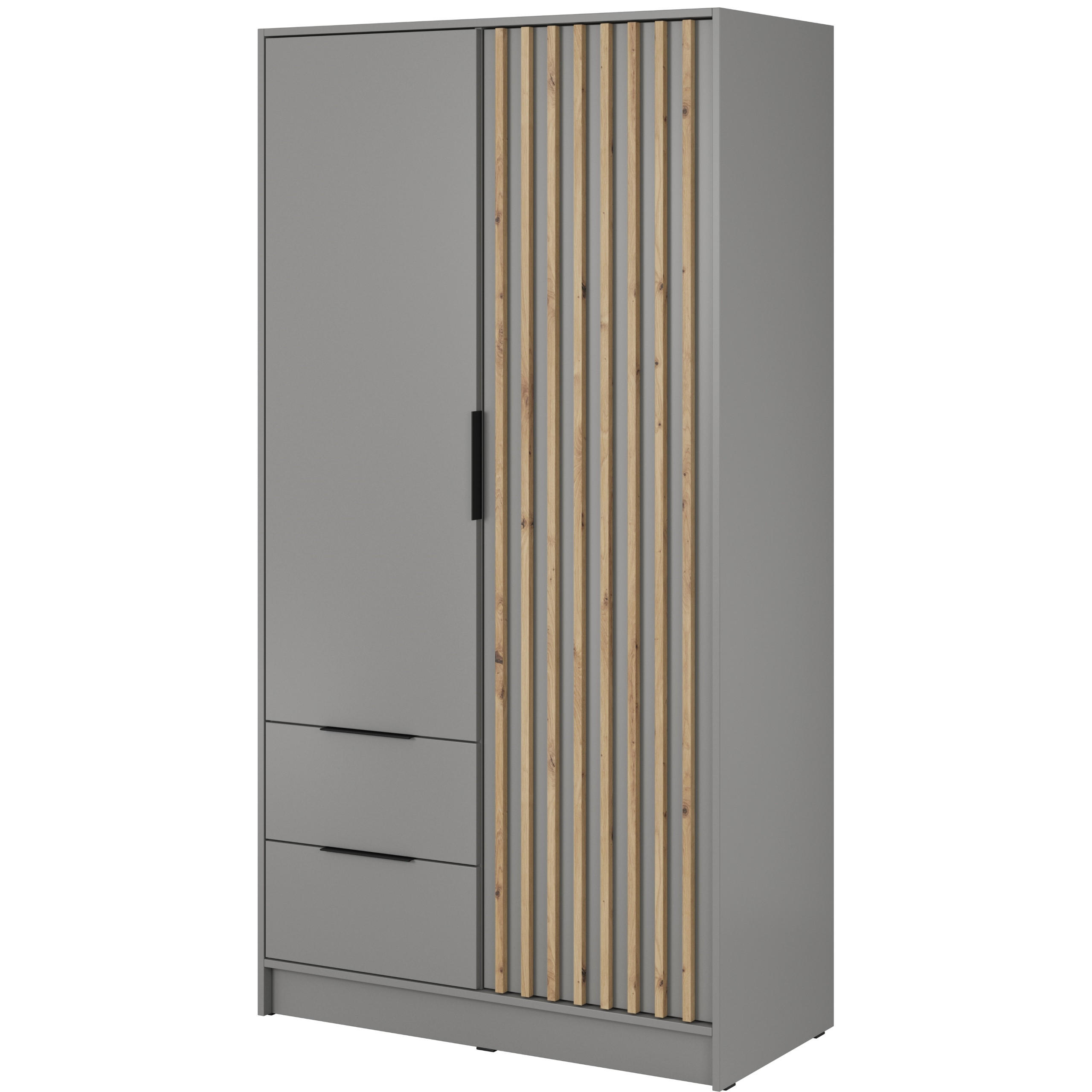 DREHTÜRENSCHRANK NELIANA 105/200/51 cm 2-türig Grau - Grau, Holzwerkstoff (105/200/51cm) - MASSENO