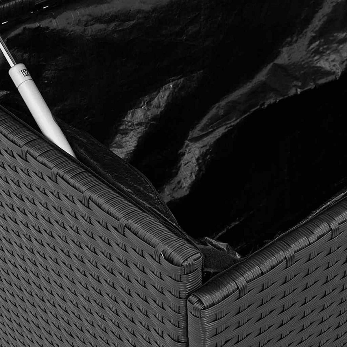 GARTENTRUHE Mit Rollen Schwarz 160/55/75 Cm Poly Rattan - Schwarz, Kunststoff (160/75/55cm) - vidaXL