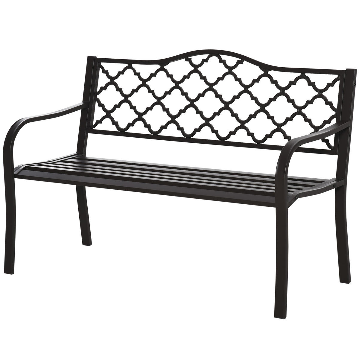 GARTENBANK DE-17752 3-Sitzer mit Gitter-Rückenlehne Braun - Braun, Metall (128/89/60cm) - ComfortXL