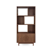 BÜCHERREGAL Skandinavisches, 180 cm hoch, mit 2 Türen und 6 Regalböden, Walnuss-Finish – LILA - Salbeigrün/Walnussfarben, Holzwerkstoff/Metall (80/179/30cm) - Sicaan