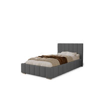 POLSTERBETT Alma 90x200 cm, Einzelbett mit Bettkasten und Lattenrost aus Holz, Velourstoff: Dunkelgrau - Dunkelgrau, Holz/Kunststoff (90/200cm) - Marpur