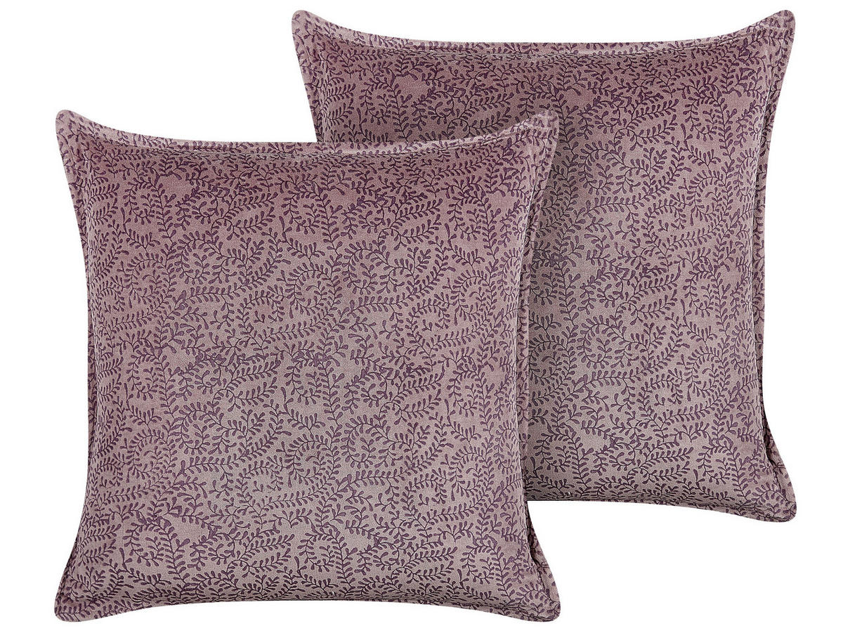 DEKOKISSEN 2er-Set Rosa 45/45 cm Kalmia - Pink, Textil (45/45cm) - Beliani