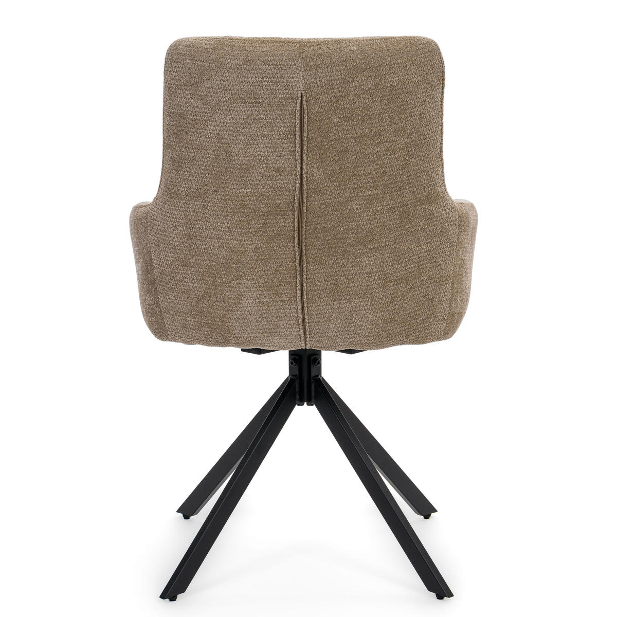 STUHL LUINO drehbar gepolsterter mit Steppung - beige - Chenille - Beige/Schwarz, Textil/Metall (58/87/60cm) - NEW HOME