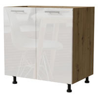 KÜCHENUNTERSCHRANK Essen D11/80 Weiß Hochglanz / Eiche Artisan Matt 80 / 50 / 82cm - Weiß Hochglanz/Eiche Artisan, Holz/Holzwerkstoff (80/82/50cm) - Feldmann-Wohnen