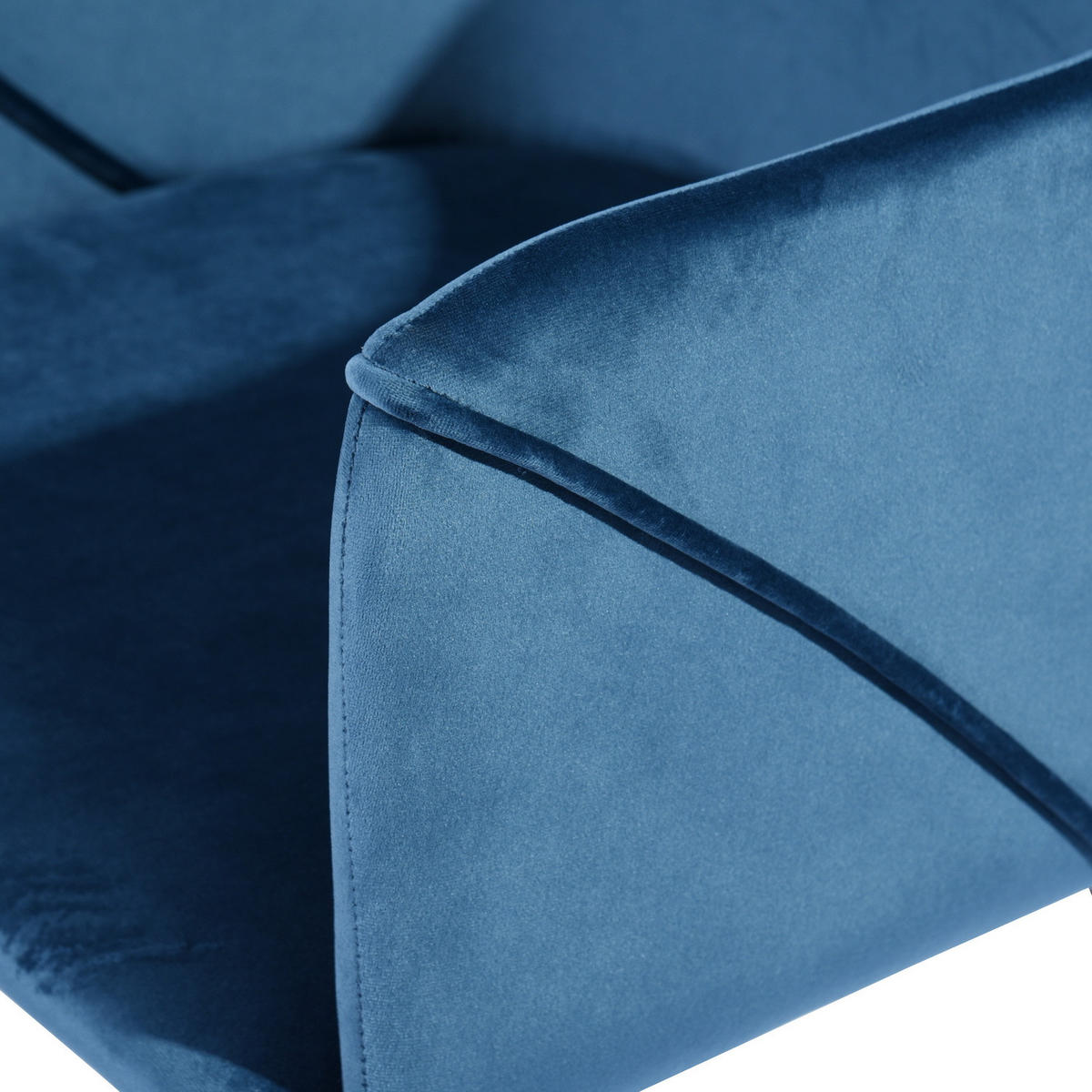 ARMLEHNSTUHL-SET 2 Stück in Samt Metallbeine - Blau/Eichefarben, Holzwerkstoff/Textil (54/75/53cm) - Urban Meuble