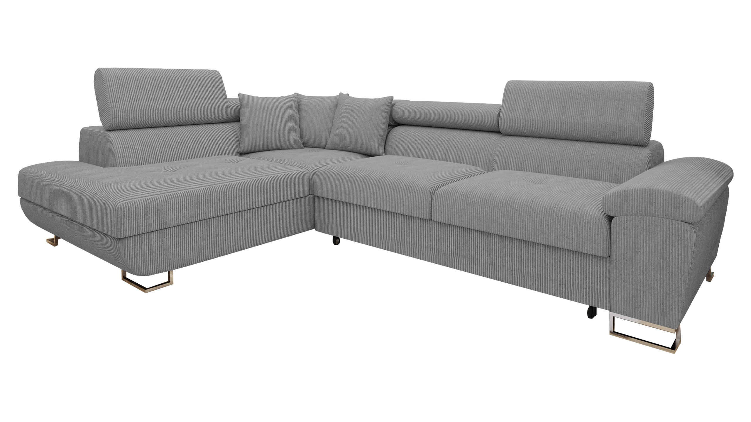 ECKSOFA Cotere Cord, Seite: Links - Hellgrau, Holz/Textil (270/202cm) - MIRJAN24
