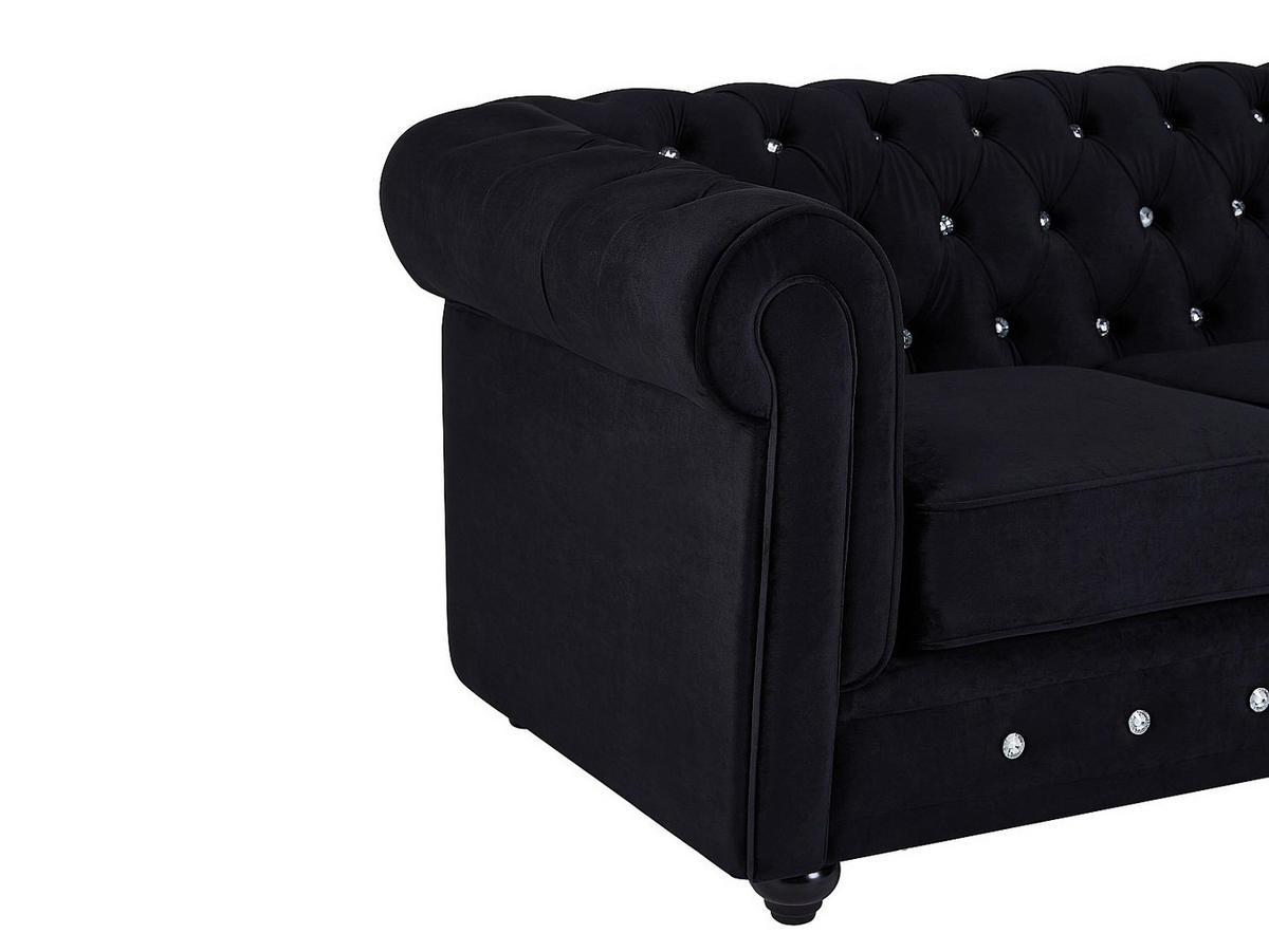 SOFAGARNITUR ohne Schlaffunktion - 6 Personen-Sitzer - Samt, Stoff - Schwarz - - Schwarz, Textil (205/72/88cm) - Vente-Unique