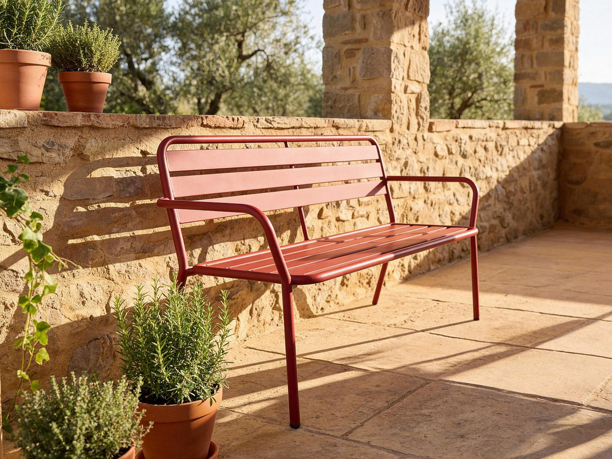 GARTENBANK - Metall - Rot - MIRMANDE von MYLIA - Rot, Metall (123/82/58cm) - Vente-Unique