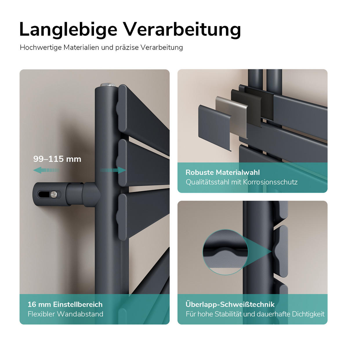 HEIZKÖRPER wasserführend Anthrazit 159,9/60/5,9 cm - Anthrazit, Metall (60/159.9/5.9cm) - EMKE